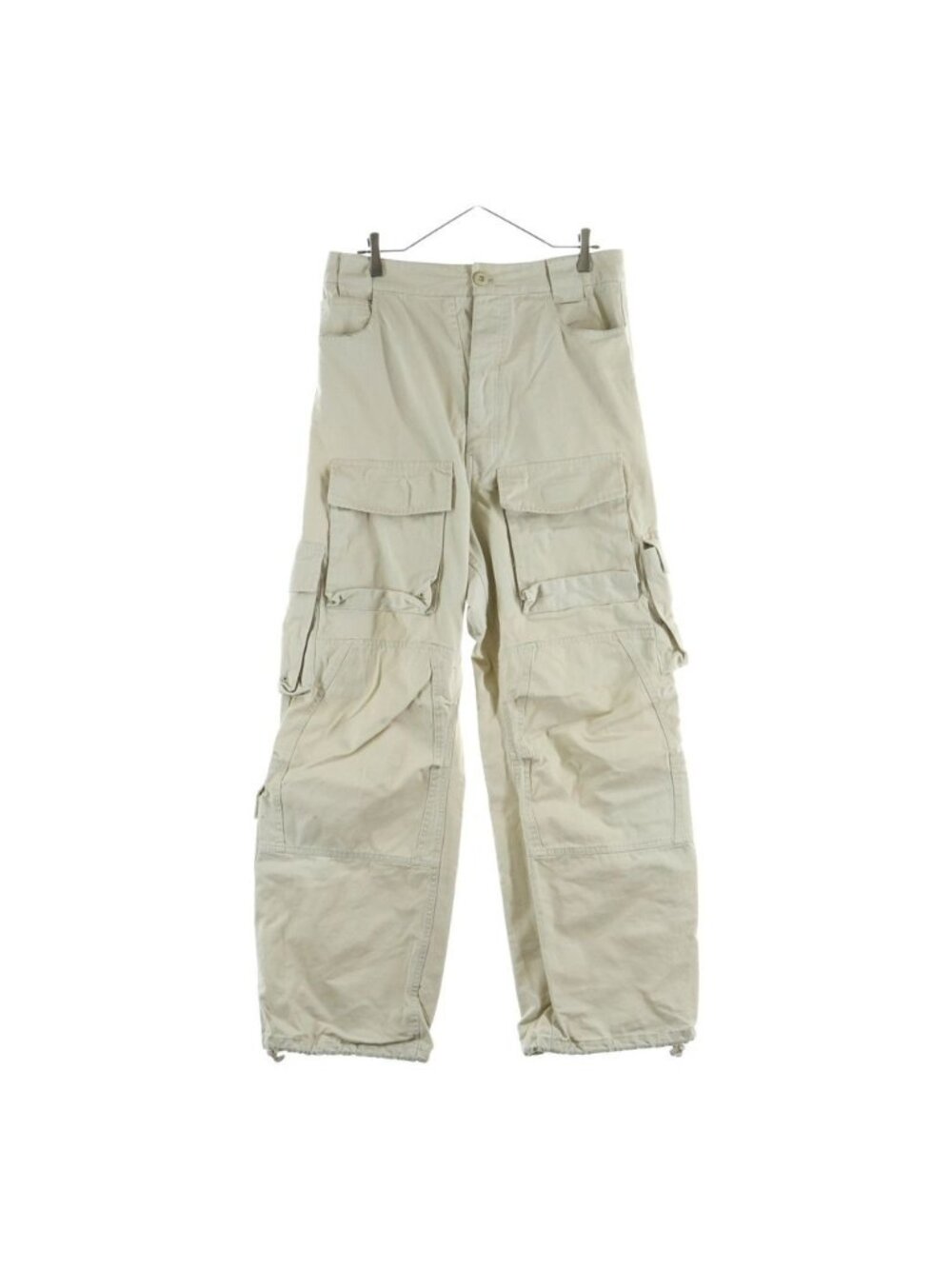Balenciaga 20 AW Cargo Pants Cotton Trousers Long Beige